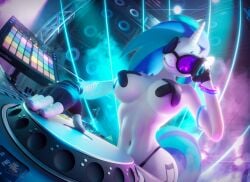 3d_(artwork) absurd_res anthro big_breasts biped breasts clothed clothing digital_media_(artwork) equid equine eyewear female fingers friendship_is_magic gloves handwear hasbro hi_res hooves-art horn looking_at_viewer mammal my_little_pony mythological_creature mythological_equine mythology panties smile solo sunglasses thick_thighs underwear unicorn vinyl_scratch_(mlp) white_body