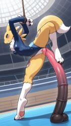 ai_generated digimon dildo fox furry leotard renamon yellow_body