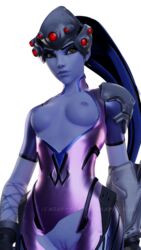 1girls 3d breasts female female_only lemony-senpai long_hair overwatch pussy solo watermark widowmaker