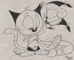 1boy 1boy1girl 1girls 2025 3_toes absurd_res accessory anthro bedroom_eyes bent_arm big_eyes big_head big_nose black_text bottomwear bottomwear_down bow_ribbon censored censored_genitalia censored_penis clothed clothed_anthro clothed_female clothing clothing_lift curved_eyebrows digital_drawing_(artwork) digital_media_(artwork) domestic_cat dress duo ear_bow eddie_puss english_text eyebrows eyelashes eyes_mostly_closed feet felid feline felis female footwear freckled_face freckles fur fur_tuft furgonomics glistening glistening_nose grey_background greyscale grin hand_on_another's_head hand_on_head head_tuft hi_res humanoid_hands iris larger_female leaning leaning_sideways long_eyelashes long_whiskers looking_at_another looking_at_self looking_down looking_down_at_another looking_down_at_self male male/female mammal markings monochrome mosaic_censorship narrowed_eyes navel nymphie_(tcaoep) partially_clothed partially_clothed_anthro partially_clothed_male pattern_clothing pattern_dress pattern_footwear pattern_shirt pattern_shoes pattern_t-shirt pattern_topwear plantigrade pointy_ears prick_ears pseudo_hair ribbons round_head sandals seductive shirt shirt_lift shoes shorts shorts_down signature simple_background size_difference smaller_male smile spots spotted_clothing spotted_dress standing striped_clothing striped_footwear striped_markings striped_shirt striped_shoes striped_t-shirt striped_tail striped_topwear stripes t-shirt t-shirt_lift tail tail_accessory tail_bow tail_markings tail_ribbon teeth text textured_background the_complex_adventures_of_eddie_puss thin_eyebrows three-quarter_view toes topwear tuft twin_ear_bows unbakable webcomic whisker_markings whiskers wide_eyed
