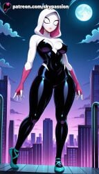 1girls 2025 ai_assisted ai_generated anime artist_name bodysuit building castle city city_lights cityscape clock_tower cloud cloudy_sky crescent_moon destruction explicit female flying full_moon gwen_stacy gwen_stacy_(spider-verse) hi_res high_quality high_resolution highres hood house lamppost marvel marvel_comics moon moonlight mountain night night_sky outdoors patreon patreon_username purple_sky red_moon rooftop sky skyline skypassion skyscraper solo spider-gwen spider-man:_across_the_spider-verse spider-man:_into_the_spider-verse spider-man_(series) spider_web_print stable_diffusion star_(sky) starry_sky sun superhero tower town watermark