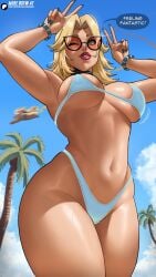 1girls 2boys beach big_breasts blonde_female blonde_hair breasts echosaber fat_breasts female flat_belly flying invisible_woman invisible_woman_(marvel_rivals) johnny_storm large_breasts male marvel marvel_comics marvel_rivals milf sue_richards sue_storm the_thing_(marvel_rivals)