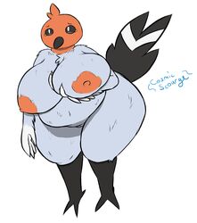 1girls 2018 anthro areolae ass avian belly big_areola big_ass big_belly big_breasts big_thighs breast_grab breasts chubby cosmicscourge embarrassed feathers feet female female_only fletchling hand_on_breast huge_thighs nintendo nipples overweight overweight_female pokémon_(species) pokemon pokemon_xy pussy text thick_thighs video_games voluptuous watermark wide_hips