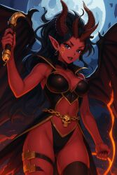 ai_generated crossed_legs dota dota_2 female femdom queen_of_pain red_skin succubus succubus_wings wings