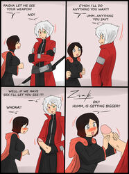 1boy blazblue blazblue:_cross_tag_battle comic crossover female male ragna_the_bloodedge request ruby_rose rwby text zronku