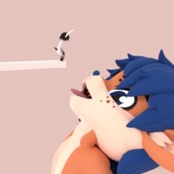 animated anthro balls deer duo extreme_size_difference genitals kris-kawaii lagomorph leporid low_res male male/male mammal oral_vore penis rabbit size_difference swallowing vore willing_prey x_(kris-kawaii)