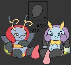 digital_media_(artwork) feet female foot_fetish foot_play footjob generation_3_pokemon genitals group hi_res illumise male male/female male/male nintendo penis pokemon pokemon_(species) secretsableye sex simple_background tapering_penis volbeat wings yellow_eyes