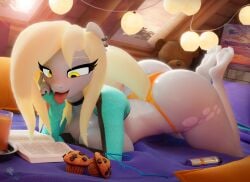 1girls 3d 3d_(artwork) anthro ass barefoot big_ass big_breasts blonde_hair blonde_tail book breasts choker derp_eyes derpy_hooves drink ear_piercing earrings equine fat_ass feet feet_up female female_only friendship_is_magic furry furry_only grey_body hooves-art huge_ass indoors large_ass lying lying_on_stomach my_little_pony piercing png reading reading_book snack solo tail thick_ass thick_thighs wide_hips