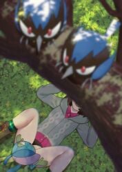 2025 alternate_version_at_source blue_body blue_feathers brown_hair clothed clothing drizzile feathers female female_penetrated feral feral_penetrating feral_penetrating_human generation_8_pokemon gloria_(pokemon) group hair hayashi_(artist) human human_on_feral human_penetrated interspecies lin_(artist) male male/female male_penetrating male_penetrating_female mammal nintendo penetration pokemon pokemon_(species) pokephilia rookidee sex zoophilia