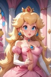 ai_generated blonde_female blonde_hair blue_eyes crown cum cum_explosion cumshot earings female futa_focus futa_solo handjob jerking jerkingoff male masturbation no_sound palace penis princess princess_peach semen solo solo_futa tagme video