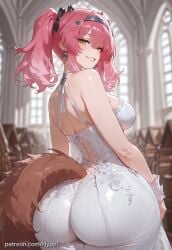 ai_generated alternate_version_at_source ass back_view big_ass big_butt breasts bride dog_tail female happy hips hypet indoors lupa_(wuthering_waves) medium_breasts pink_hair shiny shiny_skin tagme tail thick thick_ass thick_legs thick_thighs thighs wide_hips wife_material wuthering_waves