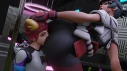 anilingus_through_clothes ass_on_face ass_sniffing big_ass face_on_ass facesitting female fortnite kiriko_(overwatch) kishi no_sound overwatch skye_(fortnite) smothering tagme video yuri