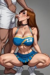 cheerleader_uniform cum curvy_figure deep_blowjob drool face_fucking kimberly_ann_possible oral_sex red_hair ruined_makeup saliva throat_fuck
