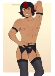 1boy crossdressing crossdressing_male garter garter_straps gay humanized lingerie lingerie_only male pinup posing posing_for_the_viewer shadow_the_hedgehog sonic_(series) sonic_the_hedgehog_(series) wetwasabi