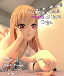 1boy 1girl1boy 1girls 3d blonde_hair bonding brown_eyes clothed_female clothed_female_nude_male english english_text enjoying_sex female finger_on_penis giantess gojou_wakana gyaru kitagawa_marin male marin_kitagawa micro_male micro_on_macro my_dress_up_darling naked_male nude_male penis pink_nails school_uniform shrunken_male size_difference smolboyizzy sono_bisque_doll_wa_koi_wo_suru touching_penis