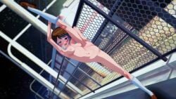 3d bob_hair breasts exhibitionism female kneehighs koikatsu naked_footwear naked_with_shoes_on navel night nude outdoors public_nudity pussy shoes short_hair small_breasts socks standing_on_one_leg standing_split