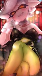 1girls adjusting_clothes breasts cleavage detached_collar earrings female gloves inkling inkling_girl large_breasts legs_crossed looking_at_viewer marie_(splatoon) mole mole_under_eye mugyiiiii_ika nintendo orange_eyes pointy_ears short_hair sitting solo solo_female solo_focus splatoon tentacle_hair white_gloves