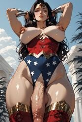 1futa 2d ai_generated arm_guards armpits arms_up black_hair blue_sky blue_underwear breasts corset darkmage1880 dc_comics dickgirl exposed_breasts futanari greek_architecture headband large_breasts large_penis legwear light-skinned_futa light-skinned_futanari light_skin massive_breasts massive_penis muscular muscular_futa nipple_rings oiled_skin red_corset red_legwear shiny_skin tiara topless white_skin wonder_woman wonder_woman_(series) wonder_woman_outfit