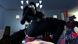 16:9 3d_(artwork) 4k absurd_res alcohol alcohol_bottle anthro beastars bed bedroom beverage black_body black_hair bodily_fluids breasts clothed clothing covering covering_mouth cum cum_inside digit_ring digital_media_(artwork) electronics faceless_character faceless_human faceless_male female first_person_view furniture generation_9_pokemon genital_fluids genitals group hair heart_symbol hi_res human human_on_anthro humanoid interspecies jewelry joellovejuno juno_(beastars) looking_at_viewer male male/female mammal meowscarada nintendo nipples nude penis pokemon pokemon_(species) ring scp-1471-a scp_foundation sex shocked source_filmmaker_(artwork) television trio underwear wedding_ring widescreen