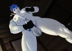 1boy balls blush cum foreskin forsaken forsaken_(roblox) gloves guest_1337_(forsaken) guest_1337_(the_last_guest) handjob male masturbation muscular muscular_male nipple_play penis pleasure_face roblox roblox_game robloxian silly_hare solo the_last_guest uncircumcised