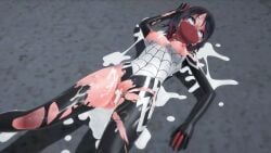 3d after_oral after_rape asian asian_female bobasooba bodysuit breasts cindy_moon covered_in_cum cum cum_in_mouth cum_in_pussy cum_inside cum_on_body defeated defeated_heroine female heroine koikatsu marvel masked_female on_ground scarf silk_(marvel) spandex spider-man_(series) superhero_costume superheroine thick_thighs