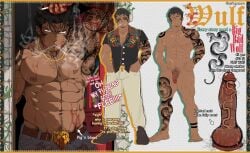 1boy big_penis character_name character_sheet dildo english english_text gay gomoro large_penis male muscular oc original_character solo solo_male text thick_penis veiny_penis