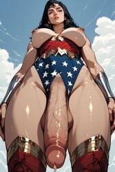 1futa 2d ai_generated arm_guards armpits arms_up black_hair blue_sky blue_underwear breasts corset dc_comics dickgirl exposed_breasts futanari headband large_breasts large_penis legwear light-skinned_futa light-skinned_futanari light_skin massive_breasts massive_penis muscular muscular_futa nipple_rings oiled_skin red_corset red_legwear shiny_skin tenyaiida25 tiara topless white_skin wonder_woman wonder_woman_(series) wonder_woman_outfit