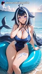1girls 2025 ahoge ai_assisted ai_generated animal_ears anime arm_tattoo artist_name bandaid barcode barcode_tattoo beach beachball big_breasts big_breasts big_breasts big_chest black_hair blue_eyes blue_swimsuit blush body_markings body_writing breast breast_tattoo breasts breasts breasts bust busty caustics chest chest_tattoo choker cleavage cloud covered_navel day explicit eyebrows_visible_through_hair facial_mark facial_tattoo female fish_tail heart heart_tattoo hi_res high_quality high_resolution highres holding_innertube horizon in_water inflatable_raft innertube large_breasts leg_tattoo long_hair looking_at_viewer multicolored_hair number_tattoo ocean one-piece_swimsuit open_mouth outdoors patreon patreon_username pool poolside pubic_tattoo sand shark shark_tail shore shoulder_tattoo shylily sitting sky skypassion smile soaking_feet solo splashing stable_diffusion stomach_tattoo streaked_hair swimsuit tail tally tattoo two-tone_hair virtual_youtuber vtuber wading_pool water watermark waves wet white_hair yes