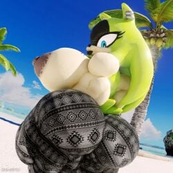 3d big_ass big_breasts black_lipstick blue_eyes breasts diag34k female female_only flare_pants forbidden_pants furry furry_female green_fur idw_publishing lipstick lowkeydiag muscular muscular_female nipples puffy_areola puffy_nipples sega sonic_(series) sonic_the_hedgehog_(comics) sonic_the_hedgehog_(idw) surge_the_tenrec tagme tenrec