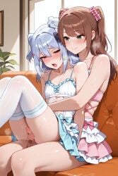 2025 2boys 2femboys ai_generated aifantasydream alternate_version_available anal anal_sex brown_hair crossdressing crossover erect_penis erection femboy feminine_male frilled_skirt girly green_eyes idolmaster idolmaster_side-m inuyama_tamaki legwear male mizushima_saki noripro penis sex skirt thick_thighs thighs trap virtual_youtuber yaoi