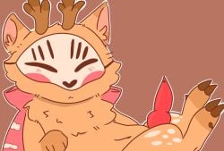 art_gallery creatures cute dead_meme deer fabulous_beasts fue furry horns male mask red_penis showing_penis shy