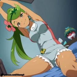 1boy 1girls ai_generated anime anime_character anime_girl anime_screencap anime_style ass beach big_breasts big_chest blush bra breasts busty chest dark-skinned_female dark_skin embarrassed female female_focus green_eyes green_hair human interracial large_breasts looking_at_viewer male mallow_(pokemon) nintendo panties patreon patreon_logo patreon_username penis petite petite_body petite_breasts petite_female pokemon pokemon_sm pokemon_sm_(anime) pussy standing staxxy staxxy2 straight sweat thighs vaginal_penetration