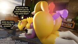 2025 3d_(artwork) anal anal_sex animated anthro ass ass_up bacn balls bandai_namco big_breasts breast_squish breasts canid canine claws detailed_background dialogue digimon digimon_(species) digital_media_(artwork) disembodied_penis english_text erection female fox furniture genitals group group_sex guilmon guilmon_(bacn) huge_breasts humanoid_genitalia humanoid_penis imp impmon impmon_(bacn) inside knot knotted_penis loop male male/female male_penetrating mammal non-euclidean_sex nude open_mouth penetrable_sex_toy penetration penile penile_penetration penis portal_fleshlight portal_sex pussy renamon renamon_(bacn) scalie sex sex_toy short_playtime solo_focus squish tail text thinking_with_portals threesome trio vaginal_penetration white_body yellow_body