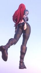 2023 3d animated arti202 bouncing_breasts clothed clothing female female_only guidugalle guimontag katarina_du_couteau league_of_legends low-angle_view midriff no_sound red_hair short_playtime shorter_than_30_seconds tagme tattoo video walk_cycle