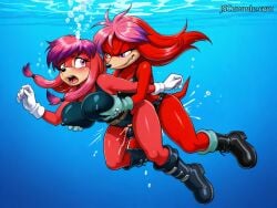 2girls ai_generated bodysuit dominant_female exostriker female female/female jscammie lara-su latex lesbian_domination rough_sex sega sex sonic_(series) sonic_the_hedgehog_(series) underwater underwater_sex yuri