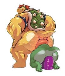 anal anal_sex anal_vore anthro anus ass bara big_butt bowser core dildo djynn_flyssa eyecandy male male_only male_pred mario_(series) nintendo penetration puffy_anus scalie sex_toy sweat video_games vore yoshi