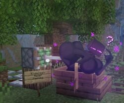 1girls 2d ass bent_over big_breasts black_body breasts bubble_butt confused enderman enderwoman female fucking_machine glowing_eyes imminent_penetration minecraft minecraft_sheep's_fuck_redstone_machine minecraft_sheep_fucker minecraft_sheep_fucker_machine mojang notanalt purple_eyes screenshot_background self_upload solo text thighs