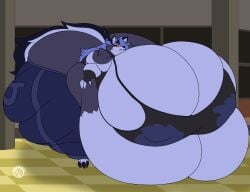 bbw big_ass big_breasts blueberry_inflation breasts bubble_butt cleavage female furry huge_ass huge_breasts inflation loona_(helluva_boss) mad_n_evil overweight tagme thick_thighs weight_gain wide_hips
