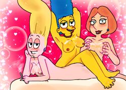 3girls adult adult_swim blonde_hair cartoon colored cum cum_on_breasts cum_on_face drawing family_guy horny_female lois_griffin marge_simpson milfs mother mothers naked naked_female pickles_oblong sexy sexy_pose smoke smoking_cigarette staring_at_viewer the_oblongs the_simpsons white_skin women women_only yellow_skin