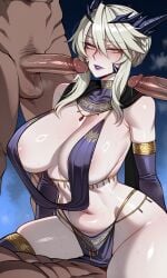 ai_generated artoria_pendragon artoria_pendragon_(lancer_alter) big_breasts big_penis breasts dark-skinned_male fate_(series) female gangbang harem_outfit male multiple_boys multiple_penises penis self_upload sweat tesa veil