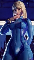 1futa 3d balls_in_bodysuit blender blonde_hair bodysuit breasts bulge cleavage dickgirl erect_nipples futa_only futanari intersex looking_at_viewer metroid nail_polish nintendo penis_in_bodysuit penis_under_clothes samus_aran solo solo_futa strapy tight_clothing zero_suit zero_suit_samus