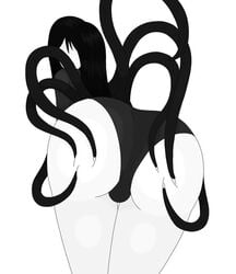 ass black_hair creepypasta dat_ass faceless_female female long_hair looking_back panties rule_63 sexualizer slenderman slenderwoman solo tentacle