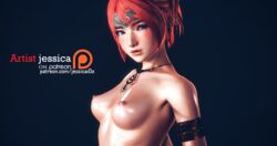 3d artist.jessica ass blue_eyes bondage freckles red_hair sweat tagme yuri