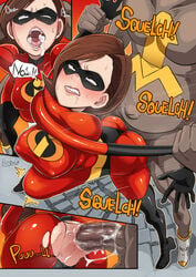 1boy ahe_gao anal anal_rape anus ass breasts brown_hair butcha-u censored clothed_female_nude_male comic cum cum_in_mouth disney elastic elastic_body elastigirl female flexible has_uncensored_version helen_parr huge_cock large_breasts large_insertion mask milf nude open_mouth penis pixar rape restrained stomach_bulge stretch stretching stretchy superhero superheroine the_incredibles torn_clothes