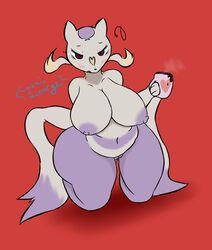 2018 absurd_res anthro areola ass belly beverage big_areola big_breasts big_butt big_thighs blush breasts coffee cosmicscourge female fur furry furry_only half-closed_eyes hi_res kneeling looking_at_viewer mienshao navel nintendo nipples pokémon_(species) pokemon pussy slightly_chubby solo thick_thighs tired video_games voluptuous wide_hips