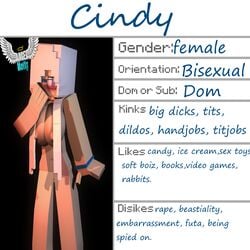 1girls 3d angel-matty big_breasts blonde_hair cindy_naughty english_text female female_only minecraft model_sheet nude purple_eyes solo text young