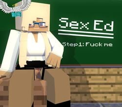 3d angel-matty big_breasts blonde_hair cindy_naughty minecraft no_panties school spread_legs tagme teacher