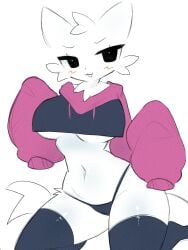 1girls 2024 2d boykisser breasts clothed clothing female female_only furry genderswap_(mtf) girlkisser looking_at_viewer meme_clothing paggi_outfit plain_background pponpon_pon rule_63 solo thighhighs thighs thong underboob underwear white_background white_body white_fur