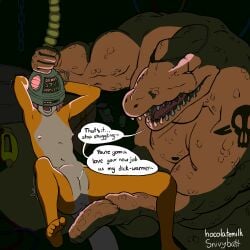 absurd_res amphibian anthro anus balls big_penis bogan_(hocolatemilk) brainwashing breasts crocodile crocodilian dark_lighting dialogue duo emil_(hocolatemilk) female forced foreskin genitals hi_res hocolatemilk kidnapping laugh male mind_break mind_control musclegut muscular nipples nonbinary_(lore) overweight penis pussy reptile salamander scalie screaming sharp_teeth size_difference skinny small_breasts snivybatt spread_legs spreading struggling tattoo teeth uncircumcised vein veiny_penis vulva