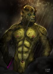 absurd_res acaius animal_genitalia balls charr charr_starz felid feline guild_wars hi_res male male_only mammal muscular nipples sheath video_games